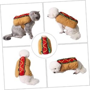 Hot Dog Pet Costume Plush Bun with Mustard & Lettuce  Size Small